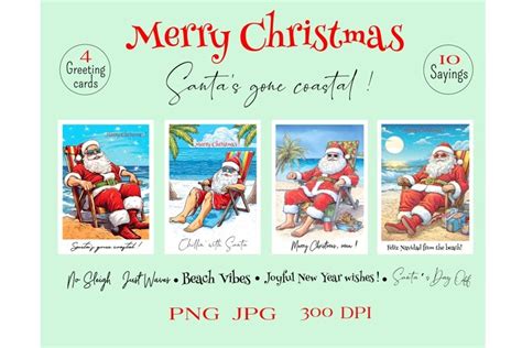 Cool Santa on the Beach - Funny Christmas Cards Bundle