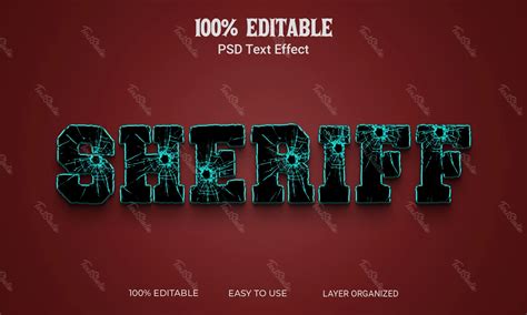 Sheriff Gunshot in Glass 3D Text Effect | Free Photoshop PSD File