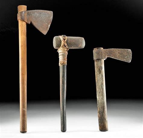 18th C. Native American & USA Iron & Stone Axes (3) for sale at auction ...