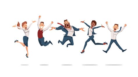 Happy Office Workers Jumping. Vector Illustration. 338963 Vector Art at ...