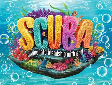 the words scuba are surrounded by colorful corals and seaweed on an ...