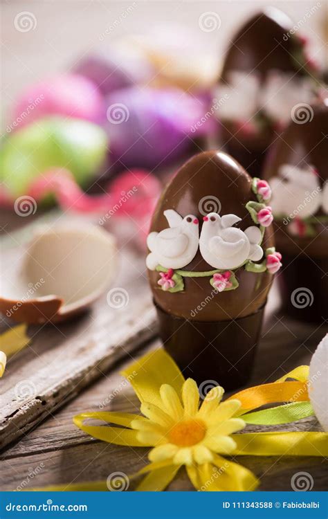 Decorated Chocolate Easter Eggs Stock Photo - Image of vertical ...