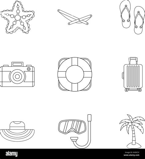Beach vacation icons set, outline style Stock Vector Image & Art - Alamy