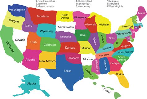 Free Colorful Usa Map With States Vector - Vector download