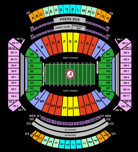 University Of Alabama Football Stadium Seating Chart