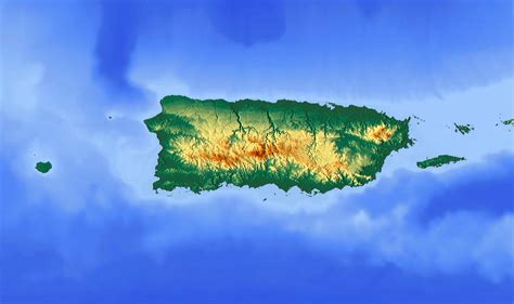 Detailed topographic map of Puerto Rico | Puerto Rico | North America ...