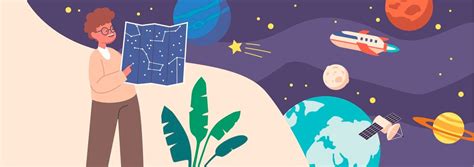 Premium Vector | Astronomy science kids education concept little boy character learning sky map ...