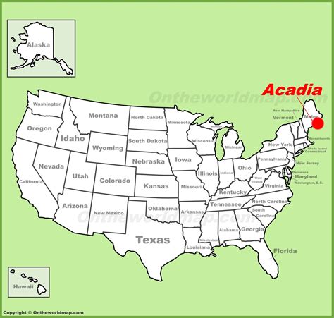 Acadia location on the U.S. Map - Ontheworldmap.com