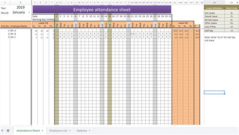 2021 Employee Attendance Excel | Example Calendar Printable