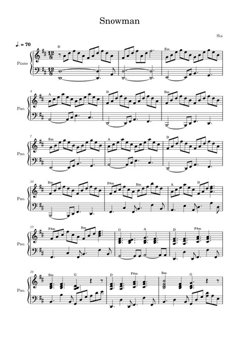 Snowman – Sia Snowman Sheet music for Piano (Solo) | Musescore.com