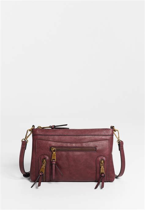 Burgundy Zipper Crossbody Bag | maurices