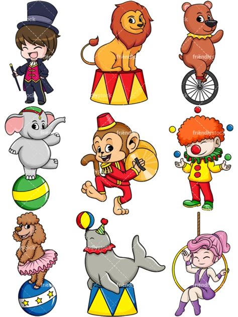 People And Circus Animals Cartoon Vector Clipart - FriendlyStock