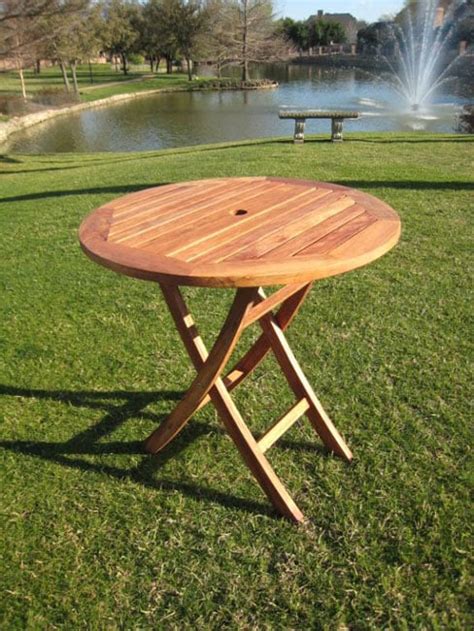 Outdoor Round 28-inch Folding Table with Umbrella Hole - Free Shipping Today - Overstock.com ...