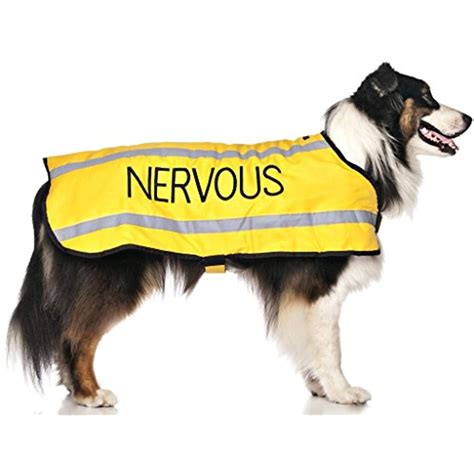 NERVOUS Yellow Warm Dog Coats S-M M-L L-XL Waterproof Reflective Fleece Lined (Give Me Space ...