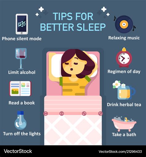 Tips for better sleep flat infographics Royalty Free Vector