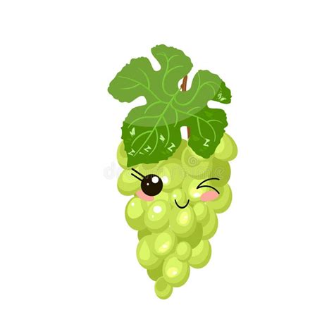 Funny Cartoon Cute Green Grapes. Funny Face Stock Vector - Illustration of grow, colorful: 142212324