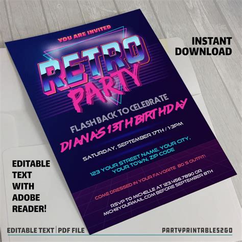 Retro Party Invitation Templates Free