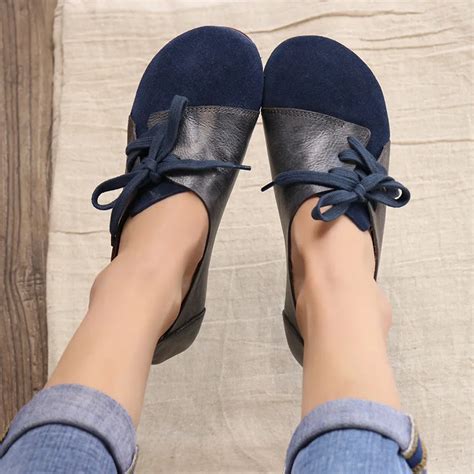 2018 autumn new sleek minimalist handmade soft flat shoes retro style ...