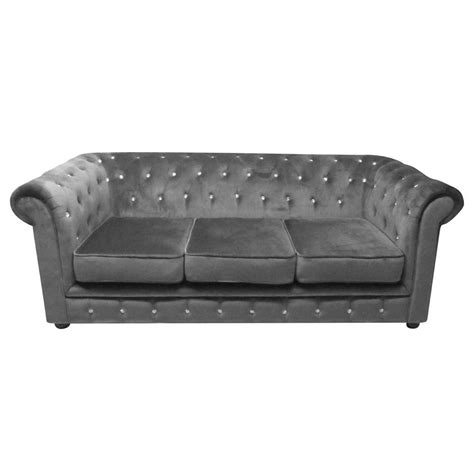 GREY VELVET DIAMANTE 3 SEATER CHESTERFIELD STYLE SOFA, GREY DIAMANTE SOFA | Chesterfield style ...