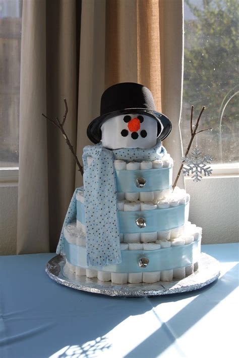 Winter Wonderland Baby Shower- Diaper Cake | Christmas baby shower, Baby shower winter, Baby ...