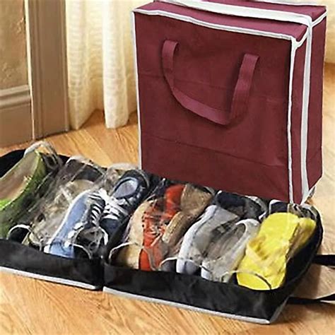 6 Slots Portable Shoes Travel Storage Bag Zipper Dustproof Shoes ...