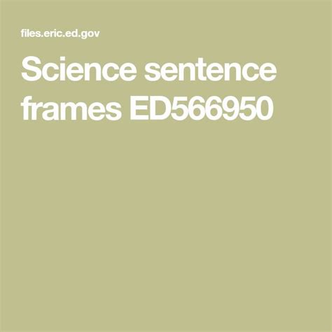 Science sentence frames ED566950 | Sentence frames, Sentences, Science