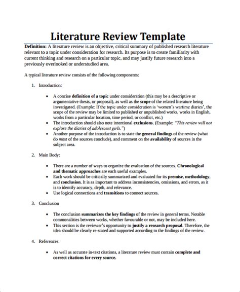 FREE 12+ Sample Literature Review Templates in PDF, Word