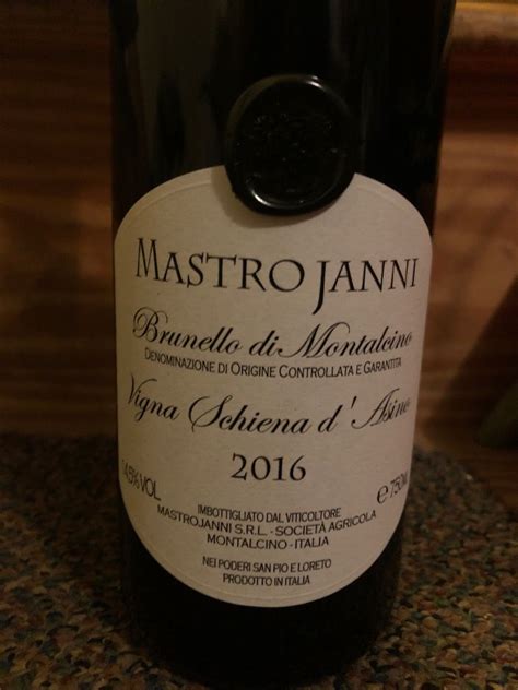 2016 MastroJanni Brunello di Montalcino Vigna Schiena d'Asino, Italy, Tuscany, Montalcino ...