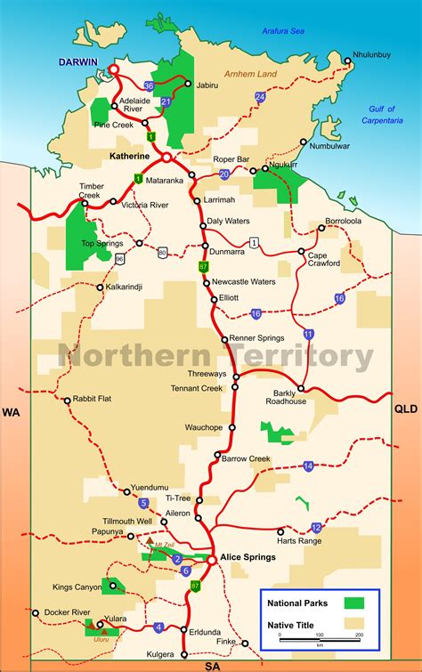 Northern Territory national parks map - Ontheworldmap.com