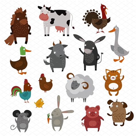 Farm animals pets vector | Animal Illustrations ~ Creative Market