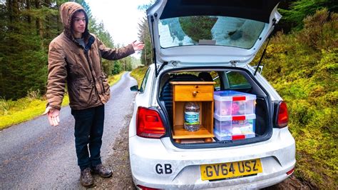 Solo Car Camping in the Forest in My Tiny Car Conversion - YouTube