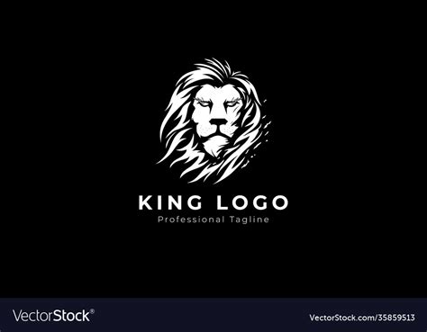 Lion king logo design black and white Royalty Free Vector