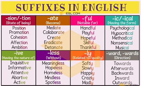 SUFFIX: 30+ Common Suffixes With Definition & Examples - 7 E S L