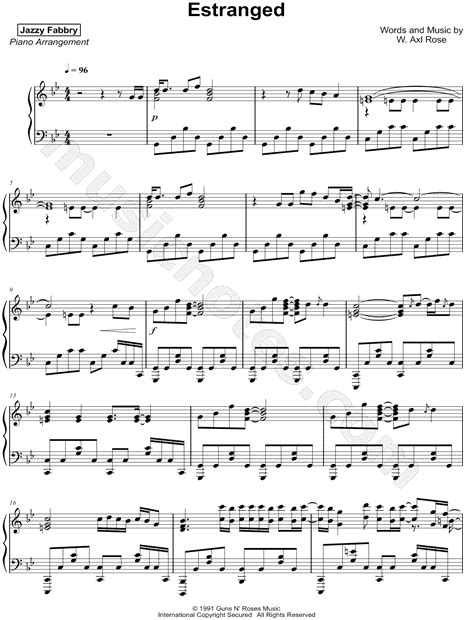 Jazzy Fabbry "Estranged" Sheet Music (Piano Solo) in G Minor - Download ...