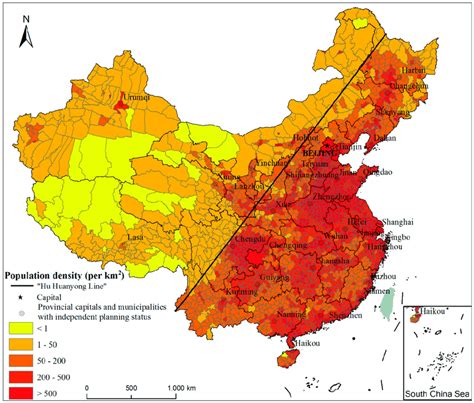 Population distribution pattern of China in 2015. | Download Scientific Diagram