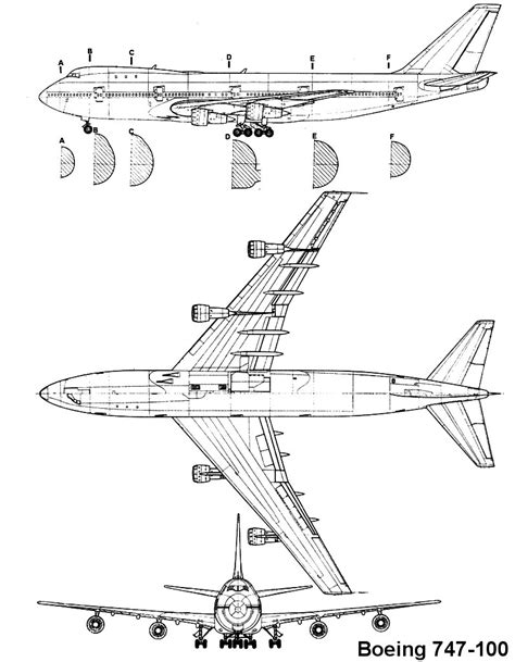 Boeing 747 Blueprint - Download free blueprint for 3D modeling