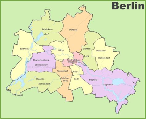 Administrative divisions map of Berlin