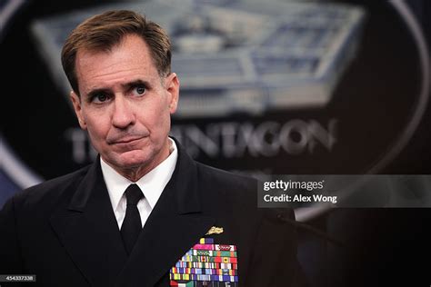 Pentagon Press Secretary Rear Admiral John Kirby listens during a ...