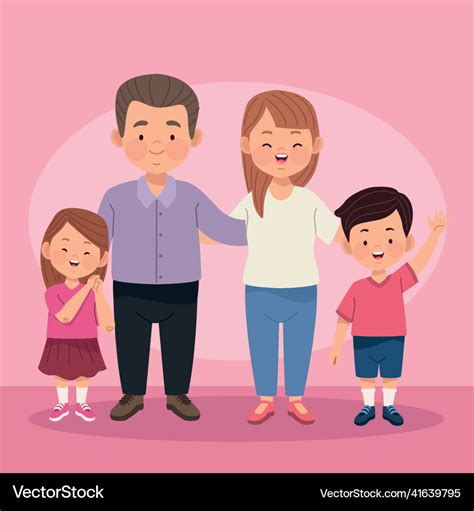 Four family members characters Royalty Free Vector Image