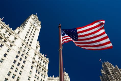 American Flag And City Buildings Free Stock Photo - Public Domain Pictures