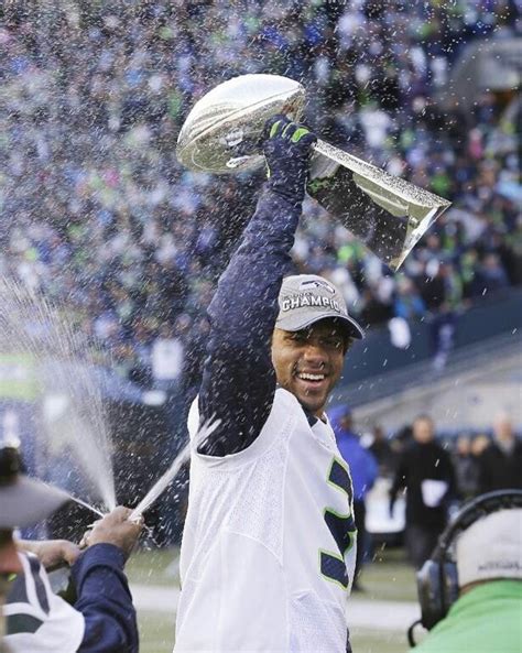 Seattle Seahawks quarterback Russell Wilson celebrating Super Bowl ...