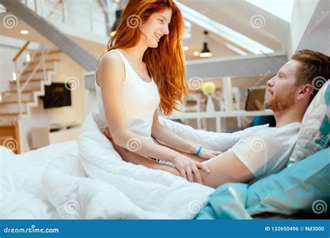 Beautiful Couple Romance in Bed Stock Photo - Image of lovers, partners: 132650496