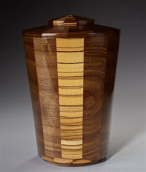 Hand Turned Wood Urn in Black Walnut & Zebrawood - Urns Northwest