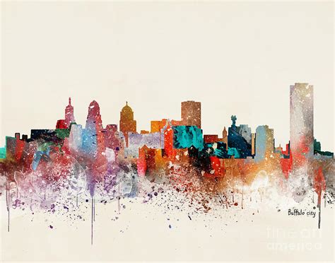 Buffalo City Skyline Painting by Bri Buckley - Fine Art America