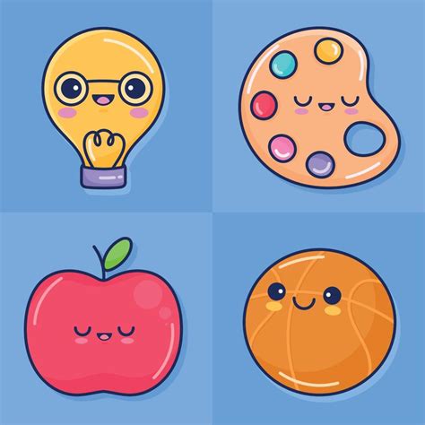 four school supplies icons 11456810 Vector Art at Vecteezy