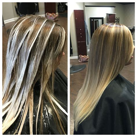 Balayage highylights processing and after. | Blonde hair looks, Balayage hair blonde, Hair color ...