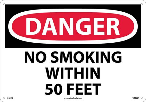 LARGE FORMAT DANGER NO SMOKING WITHIN 50 FEET SIGN (D124RD)