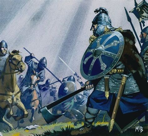 Harold Godwinson, anglo-saxon king, during the battle of Hastings (October 14, 1066) (com ...