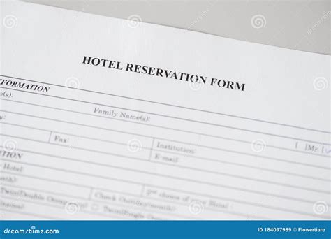 Hotel Reservation Form. Hotel Service. Reception Desk, Registration ...