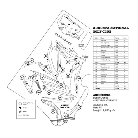 Augusta National Golf Club Course Map B/W Digital Download - Etsy